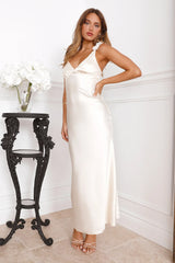 Parties In Spring Satin Maxi Dress Champagne