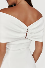 Gwyneth Off Shoulder Bow Mini Dress White