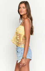 Isabella Yellow Sequin Strapless Top