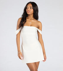 Classics Lover Off-The-Shoulder Satin A-Line Mini Dress