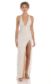 Lace Maxi Dress in White