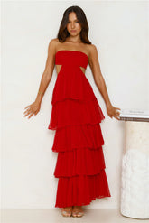 Luxe Mode Strapless Maxi Dress Raspberry