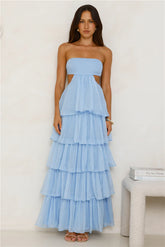 Luxe Mode Strapless Maxi Dress Blue