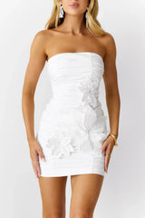 Moonshadows Strapless Mini Dress White