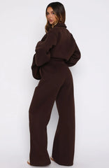Chill Moves Wide Leg Sweatpants Chocolate