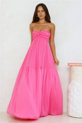Unforgettable Style Strapless Maxi Dress Pink