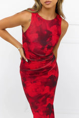 Zodiac Queen Mesh Maxi Dress Red