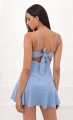 A-Line Bow Dress in Powder Blue