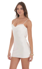 Lace Bust Mini Dress in White