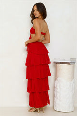 Luxe Mode Strapless Maxi Dress Raspberry