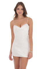 Lace Bust Mini Dress in White