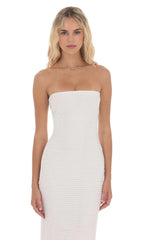 Strapless Ruffle Maxi Dress in White