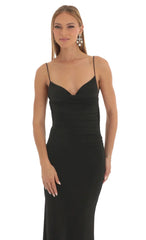 Lace Open Back Maxi Dress in Black