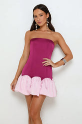 After Hour Sparkle Satin Strapless Mini Dress Pink