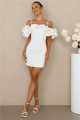 Love On Lock Off Shoulder Mini Dress White