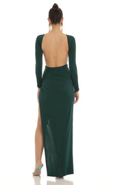 Open Back Maxi Dress in Green