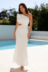 In These Moments One Shoulder Maxi Dress White