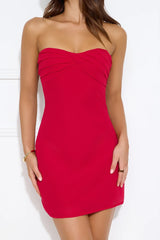 Make It Work Strapless Mini Dress Red