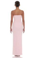 Strapless Ruffle Maxi Dress in Pink
