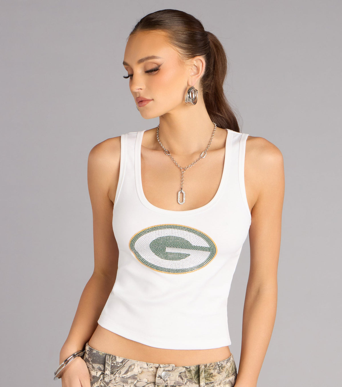 Ultra Game NFL Green Bay Packers Rhinestone Tank Top