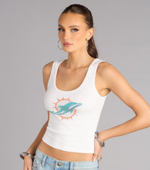 Ultra Game NFL Miami Dolphins Rhinestone Tank Top
