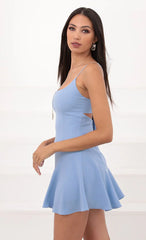 A-Line Bow Dress in Powder Blue