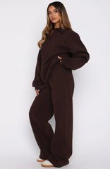 Chill Moves Wide Leg Sweatpants Chocolate
