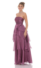 Corset Ruffle Strapless Maxi Dress in Purple