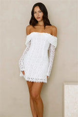Secret Smile Lace Off Shoulder Mini Dress