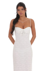 Lace Open Back Maxi Dress in White