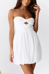 Lover In Lisbon Strapless Bubble Mini Dress White