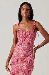 Olina Floral Ruffle Maxi Dress