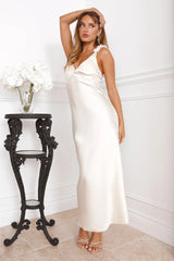 Parties In Spring Satin Maxi Dress Champagne