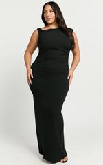 Genie Maxi Dress - Off The Shoulder Dress in Black