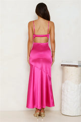 Love To Mesmerise Satin Maxi Dress Pink