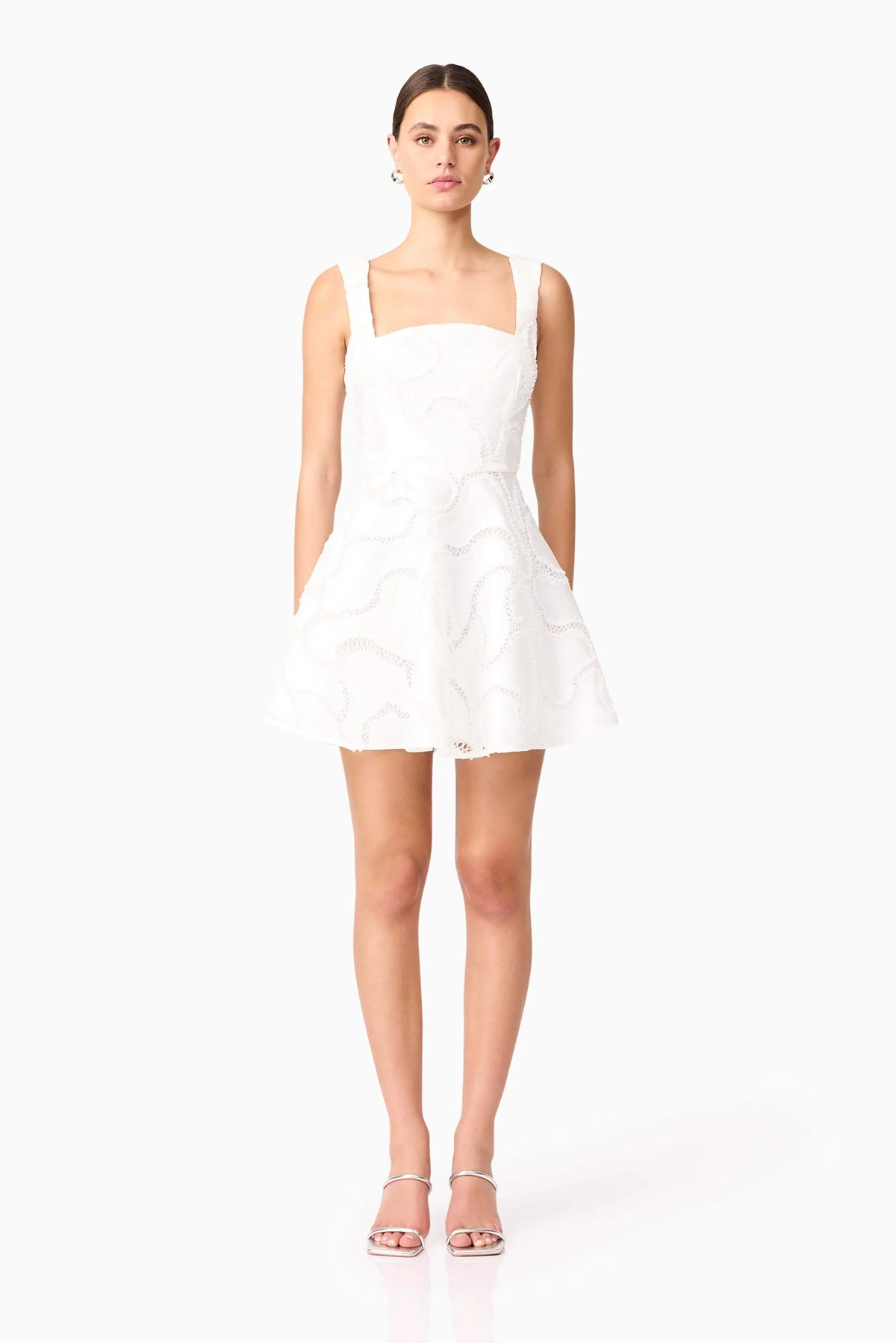 Elara Beaded Mini Dress in White