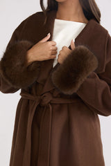 Zannora Faux Fur Coat Chocolate