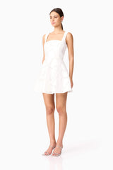 Elara Beaded Mini Dress in White