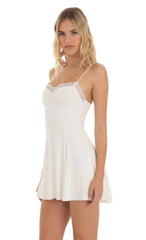 Lace Flare Mini Dress in White