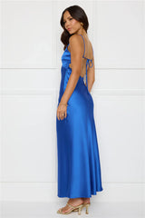 Chic 'Fit Slip Satin Maxi Dress Cobalt