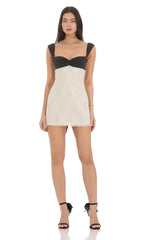 Two Toned Lace Dress in Black and Cream