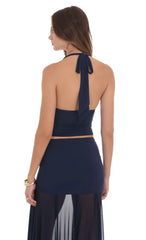 Cowl Neck Halter Top in Navy