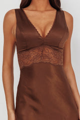 So Sweet Lace Trim Maxi Dress Chocolate