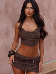 Evela-Mini-Skirt-Brown