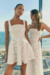 Elara Beaded Mini Dress in White