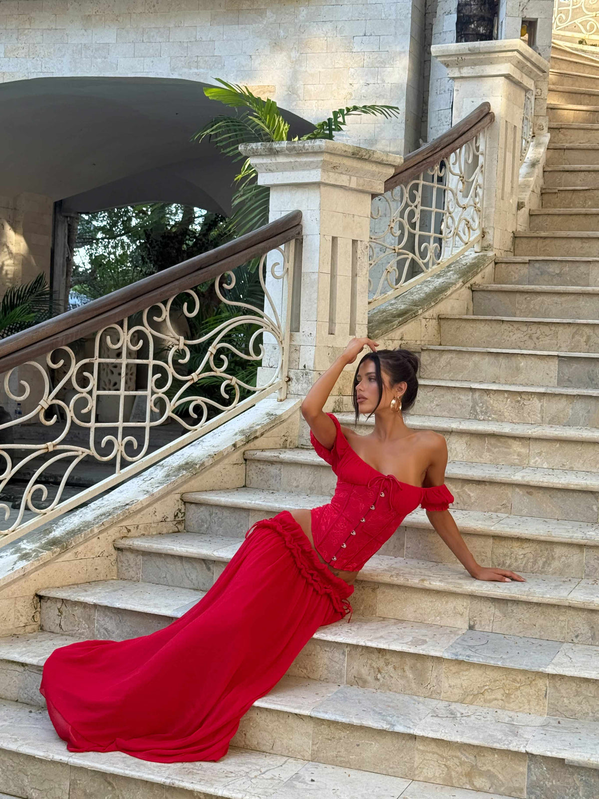 Lubela-Maxi-Skirt-Red